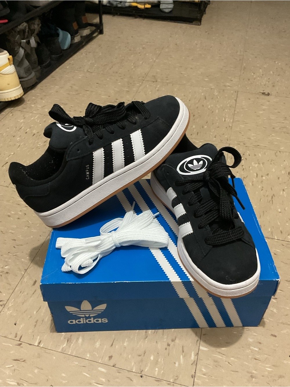 adidas Kids Black & White Campus Sneaker with Extra Laces